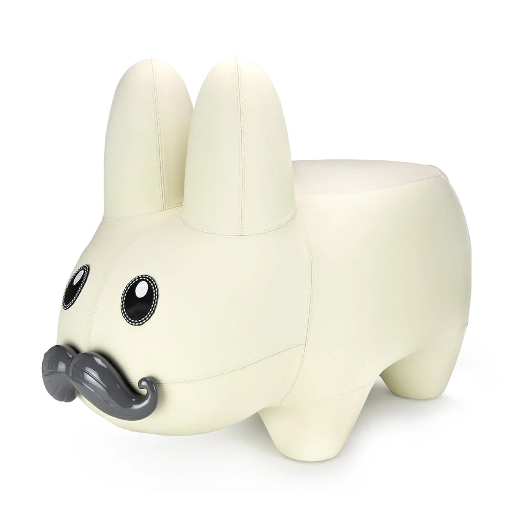 Leather Happy Labbit Stool By Frank Kozik - Virgin White Edition (PRE-ORDER) 1 Leather Happy Labbit Stool By Frank Kozik - Virgin White Edition (PRE-ORDER)
