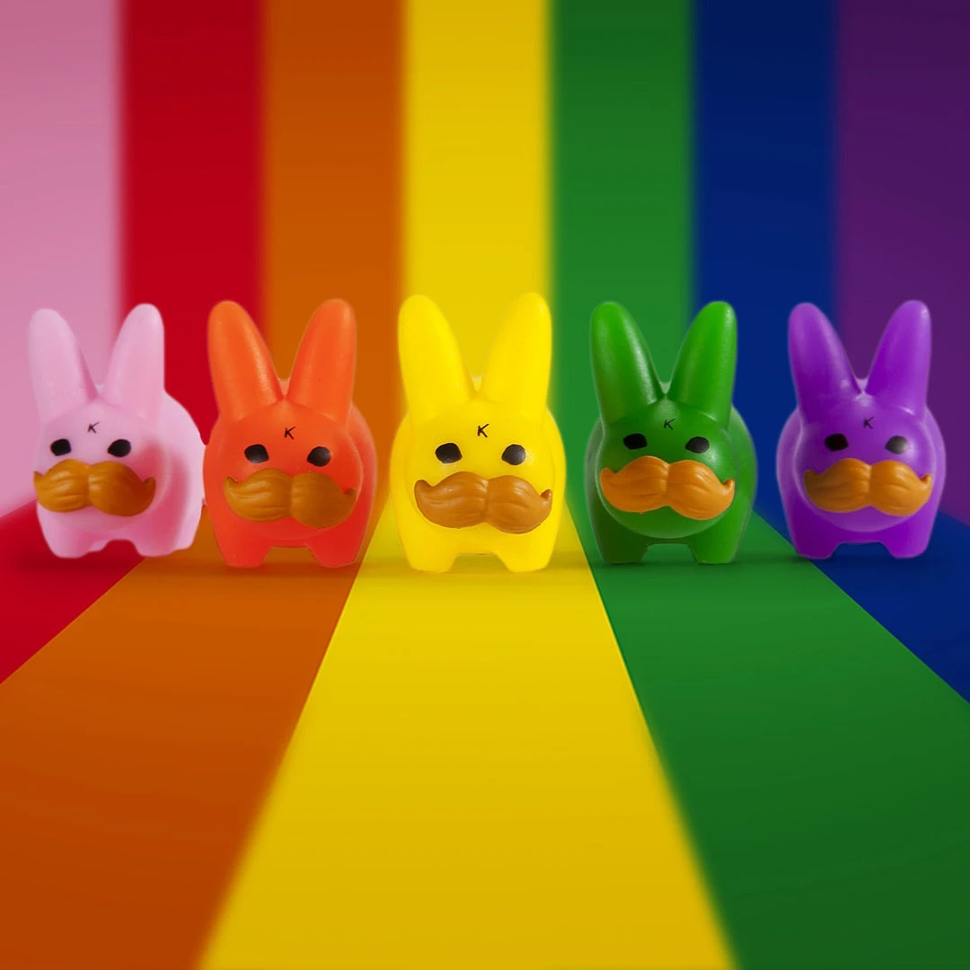 PRIDE 'Stache Labbit Art Toy 5-Pack By Frank Kozik DESIGNER ART TOYS 2 PRIDE 'Stache Labbit Art Toy 5-Pack By Frank Kozik DESIGNER ART TOYS