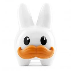Happy Stache Labbit 10" Vinyl Art Figure By Frank Kozik - White Edition